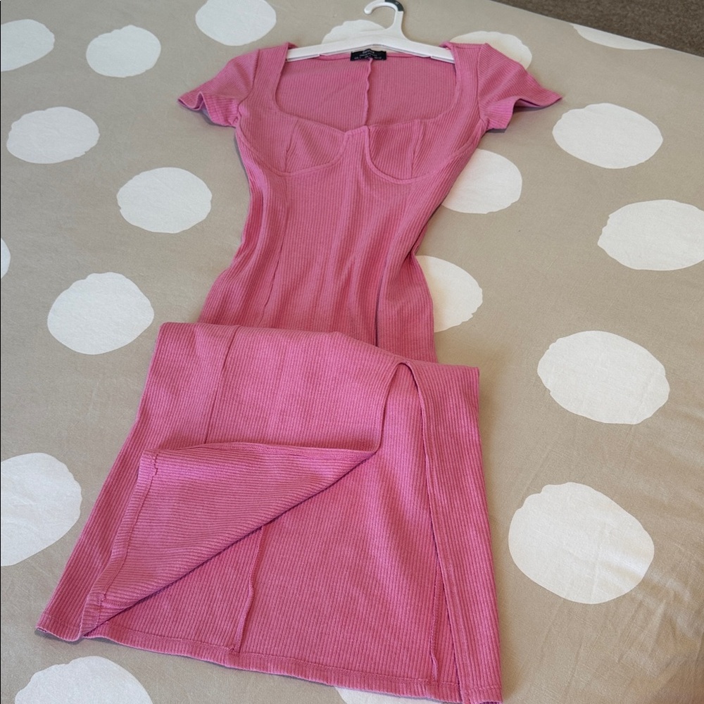Bershka Pink Ribbed dress
